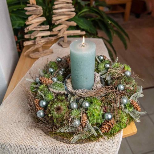 Floristik24 Mini karácsonyi labdák menta tükörbogyós üveg Ø25mm 140db