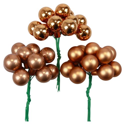 Floristik24 Mini karácsonyi labdák drótüvegen narancssárga Ø2,5cm 140 db