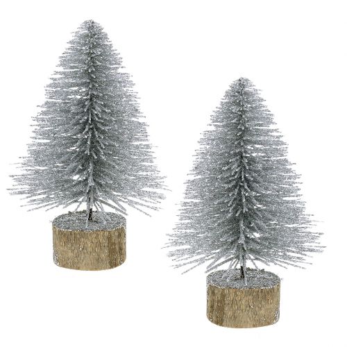Floristik24 Karácsonyi dekoráció fenyőfa ezüst csillámmal 6db