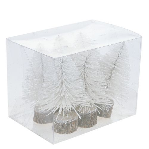 Floristik24 Mini karácsonyfa fehér csillogó 6db