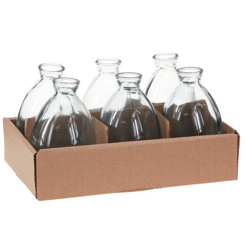 tételeket Mini vázák, hagyma alakú díszvázák, kékre színezett üvegből, M12cm, 6 db