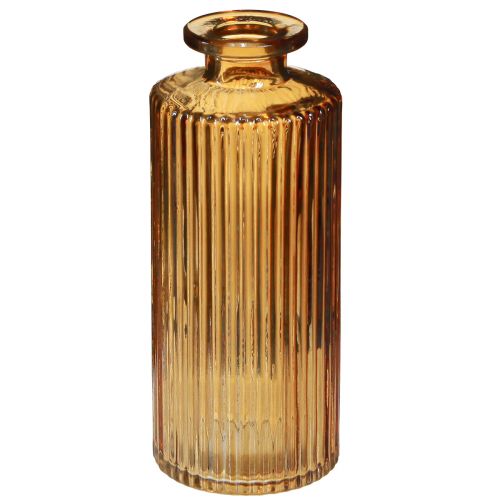 tételeket Mini üvegvázák narancssárga színben, barázdált díszítéssel, M13cm 6 db