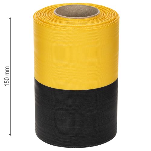 tételeket Moiré koszorú szalag 150mm sárga-fekete - gyászszalag, öv, dekoráció, klubszalag - 25m-es tekercs