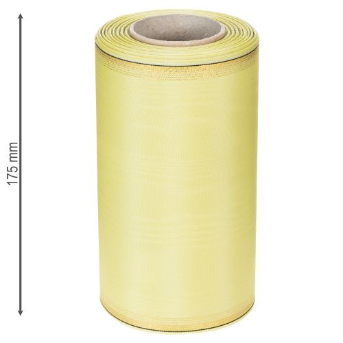 tételeket Moiré koszorú szalag, világoszöld, arany szegéllyel, 175 mm x 25 m, kiváló minőségű virágkötészet dekoráció