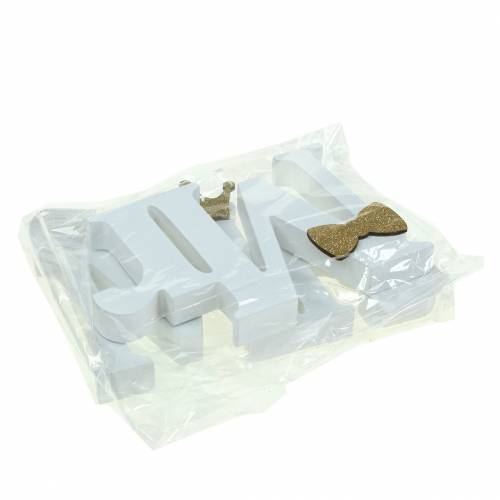 Floristik24 Dekoratív betűk Mr & Mrs fa fehér, arany szortírozva H11/13,cm 4 db-os készlet