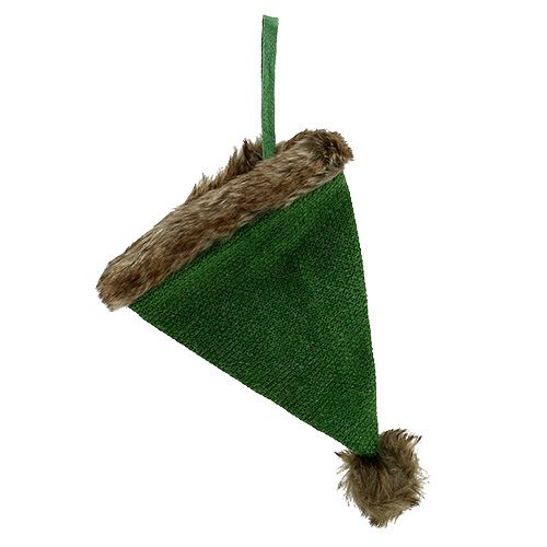 Akasztható kalap prémes szegéllyel 28 cm zöld
