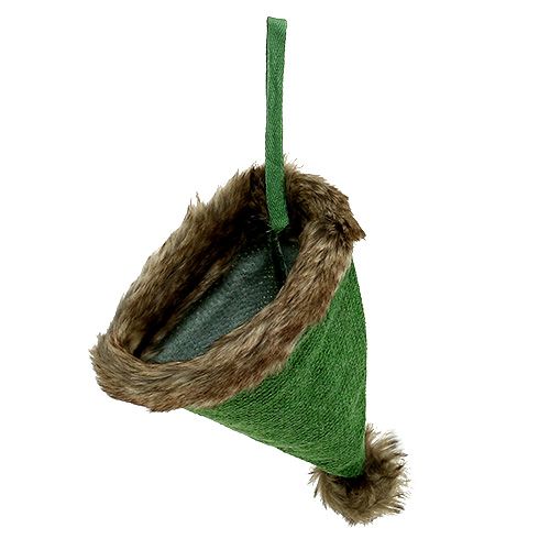 Floristik24 Akasztható kalap prémes szegéllyel 28 cm zöld