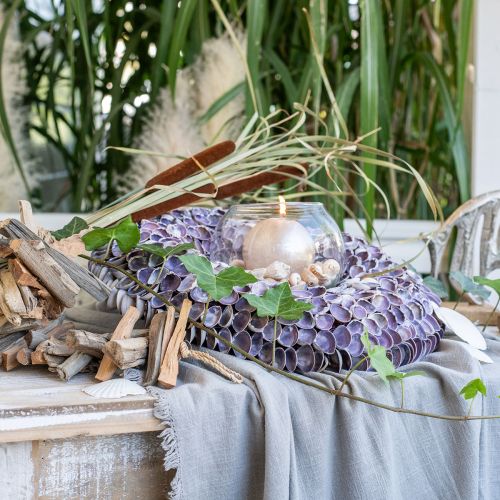 Floristik24 Kagylókoszorú, ibolya chips natúr kagylók, kagylóból készült gyűrű Ø25cm