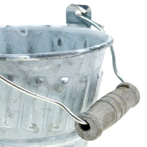 Floristik24 Cink vödör fonott mintával szürke Ø7cm H8cm 8db