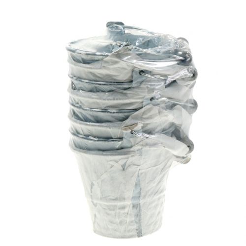 Floristik24 Cink vödör fonott mintával szürke Ø7cm H8cm 8db