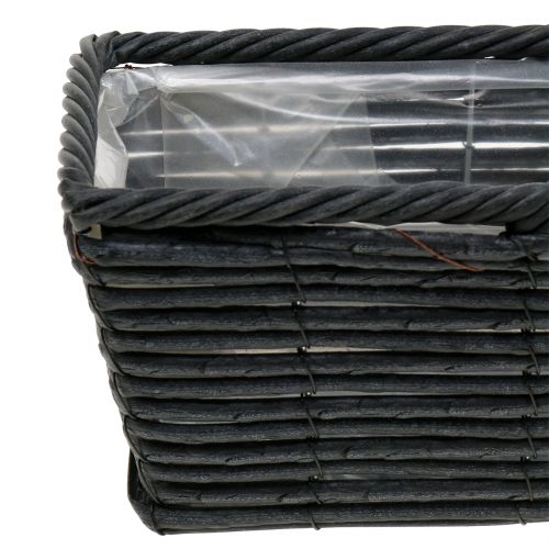 Floristik24 Növényi doboz rattan kinézetű antracit 26cm x 14,5cm H12cm