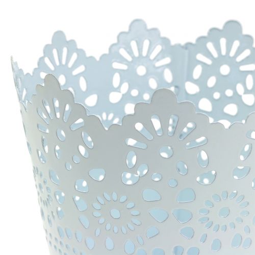 Floristik24 Cink edény fehér hegyes éllel Ø12cm H10cm