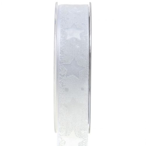 Organza szalag csillag motívummal fehér 25mm 15m | Floristik24.hu