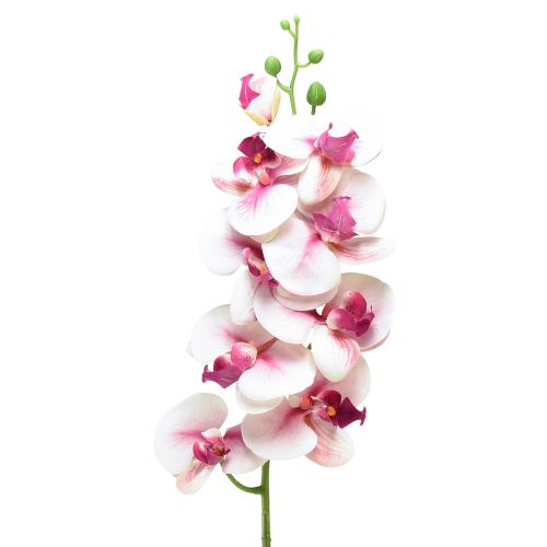 Orchidea Phalaenopsis mesterséges 9 virágú fehér fukszia 96cm
