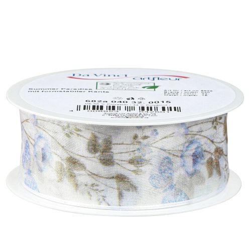 tételeket Organza szalag virágok kék dekorációs szalag organza szövet 40mm 15m