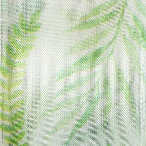 tételeket Organza szalag, sifon szalag, zöld színű, levélkagylókkal, 40 mm széles, 15 m hosszú