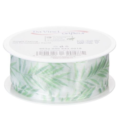 tételeket Organza szalag, sifon szalag, zöld növényi szalag, 40mm x 15m