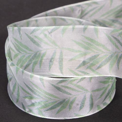 tételeket Organza szalag, sifon szalag, zöld növényi szalag, 40mm x 15m