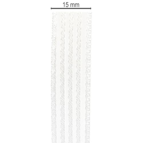 tételeket Csíkos organza szalag, ajándék szalag, fehér, 15mm, 20m