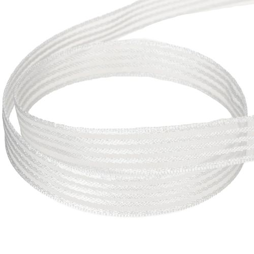 tételeket Csíkos organza szalag, ajándék szalag, fehér, 15mm, 20m