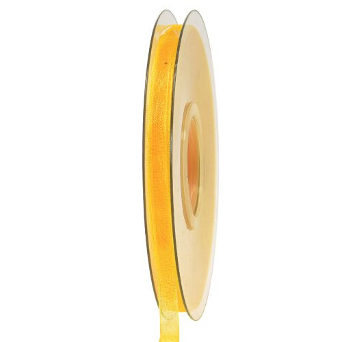 Floristik24 Organza szalag ajándék szalag sárga szalag szegély 6mm 50m