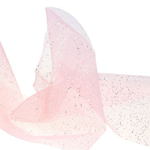 tételeket Organza szövet 15cm x 500cm rózsaszín csillámmal