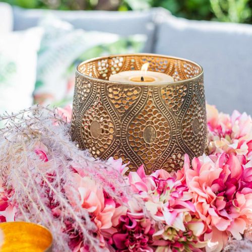 Floristik24 Keleti lámpás készlet, fém lámpás, arany gyertya díszítéssel, rusztikus Ø25/19/14cm H23,5/17/12,5cm