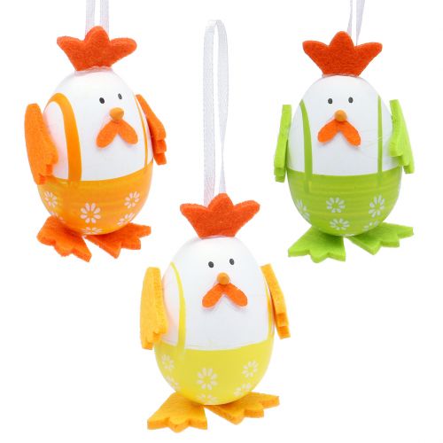 tételeket Festett tojás kakasként akasztható keverékben 7,5cm 12 db