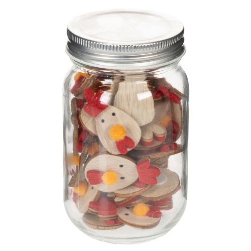 tételeket Fa csirke öntapadó pöttyökkel, húsvéti kézműves dekoráció, kreatív asztaldísz, vidéki stílus, 5 cm, 36 darab