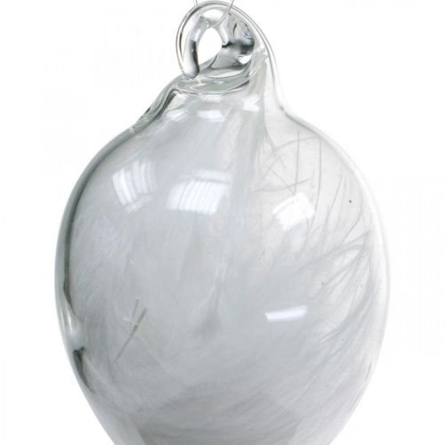 Floristik24 Akasztható húsvéti dekoráció, tollas üvegtojás, mini húsvéti tojás, tavaszi dekoráció 8 db