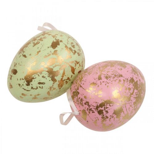 Húsvéti tojás felakasztható dekortojások rózsaszín, zöld, arany 20cm 2db