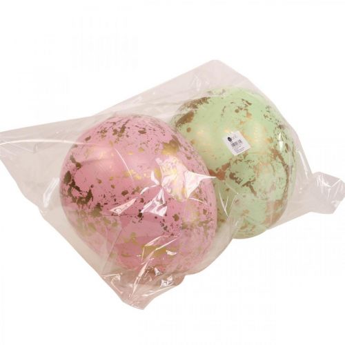 Floristik24 Húsvéti tojás felakasztható dekortojások rózsaszín, zöld, arany 20cm 2db