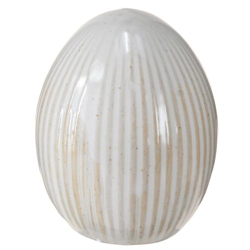 Floristik24 Húsvéti tojások kerámia dekortojás hornyokkal fehér szürke 5×6cm 6db