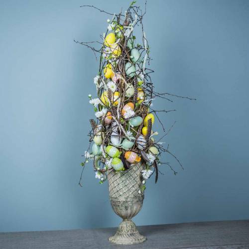 Floristik24 Akasztható húsvéti tojás zöld, fehér, sárga 6cm 12db