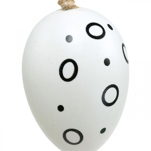 tételeket Húsvéti tojások gyűrűkkel és pontokkal, tavaszi dekoráció, fekete-fehér húsvéti dekoráció 6db