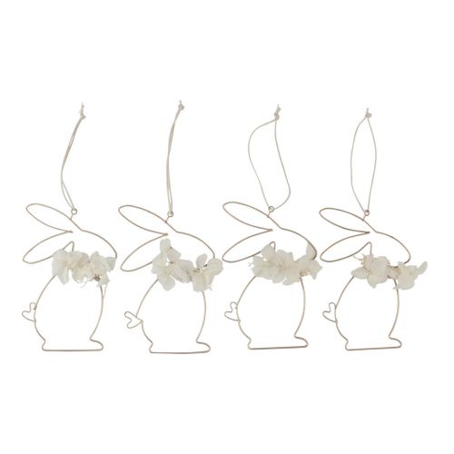 Floristik24 Húsvéti nyuszik fém virágok felakasztásához arany 10×14,5cm 4 db