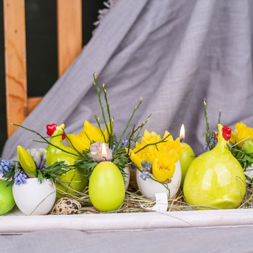 Floristik24 Húsvéti gyertyák tojás alakú, tojás gyertyák Húsvéti lime Ø4,5cm H6cm 6db