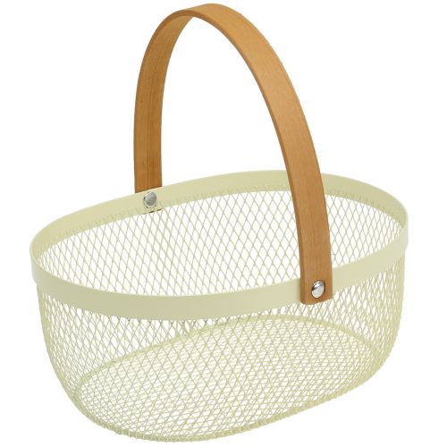 Floristik24 Húsvéti kosár fém krémből 23,5cm x 18cm x 10cm