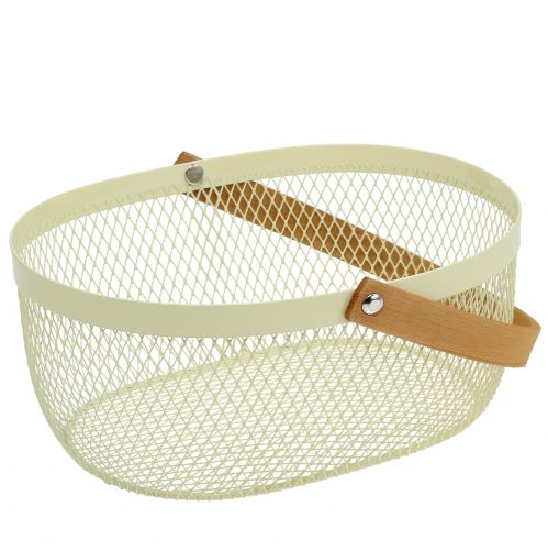Floristik24 Húsvéti kosár fém krémből 23,5cm x 18cm x 10cm