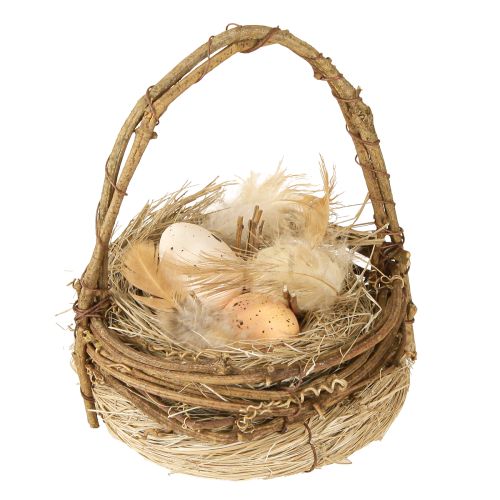 Floristik24 Húsvéti kosár fürjtojással műtojáskosár szőlő Ø12cm 2 db