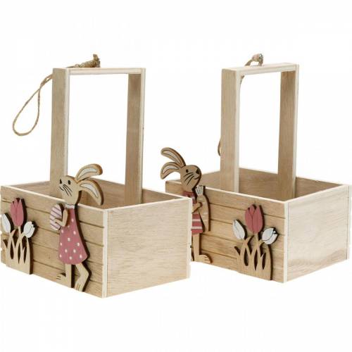 Floristik24 Húsvéti kosár nyuszival Húsvéti díszek akasztható húsvéti fészek tavaszi dekoráció 2db