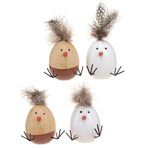 tételeket Easter Chick Chick Easter Egg Feathers White Natural H9cm 4 db