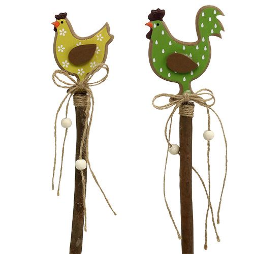 Floristik24 Húsvéti dugó csirke sárga, zöld 8cm L36cm 6db