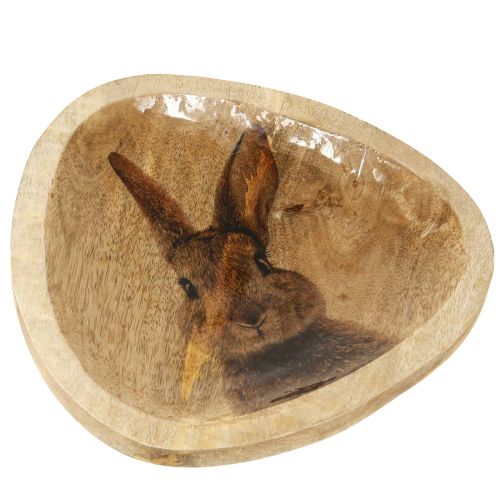 Húsvéti tányér Fa dekoratív tányér Nyúl natúr tojásban 25x26cm