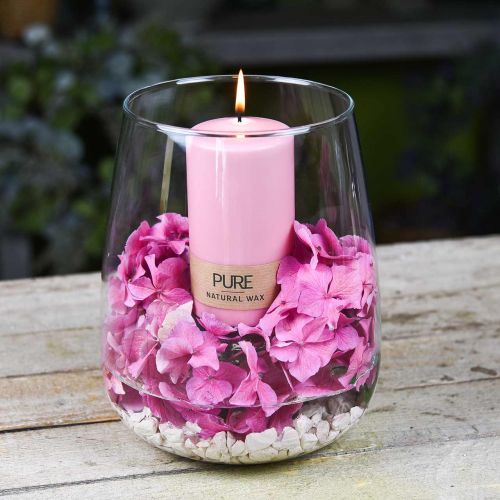 tételeket PURE oszlopos gyertya 130/70 Pink dekoratív gyertya fenntartható természetes viasz