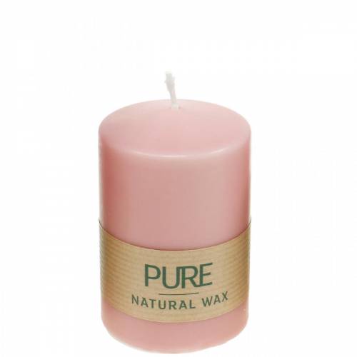 Floristik24 PURE oszlopos gyertya 90/60 rózsaszín dekoratív gyertya fenntartható természetes viasz gyertya dekoráció