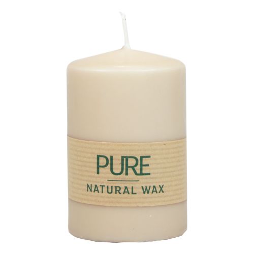 Floristik24 PURE oszlopos gyertya Bézs Wenzel gyertyák 90/60mm