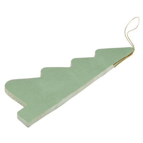 tételeket Papír karácsonyfa menta színű, ezüst csillámos dekoráció, magasság 20 cm, 5 darabos szett