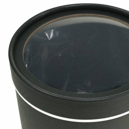 Floristik24 Virágdoboz kerek karton fekete, ezüst Ø12,5 / 16cm 2 db-os készlet