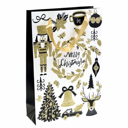 Floristik24 Ajándékzacskó papírzacskó &quot;Merry Christmas&quot; arany glitter H30cm 2db